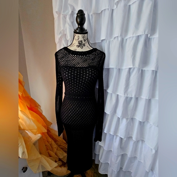 NWOT Venus Crochet Knit Lightly Nude Lined Bodycon Dress - Picture 2 of 14